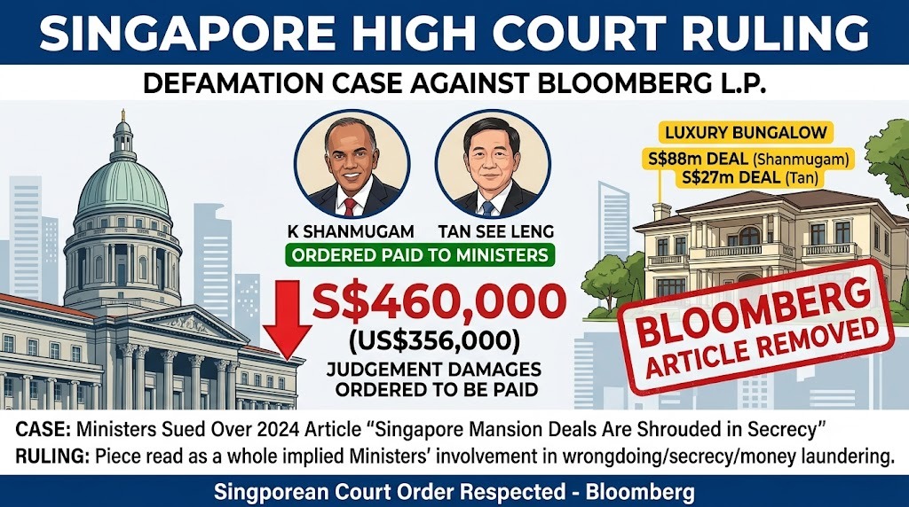 Singapore Court Awards Ministers $356,000 in Bloomberg Defamation Case