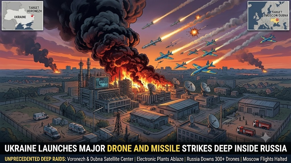 Ukraine Launches Major Drone and Missile Strikes Deep Inside Russia