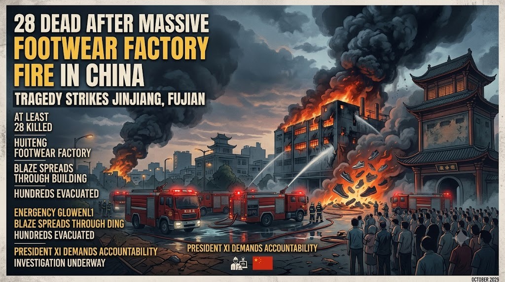 28 Dead After Massive Footwear Factory Fire in China