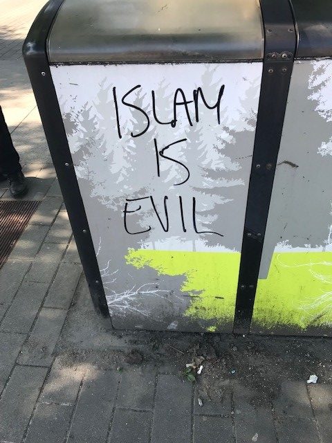 Graffiti found near the Newton region against the Muslims