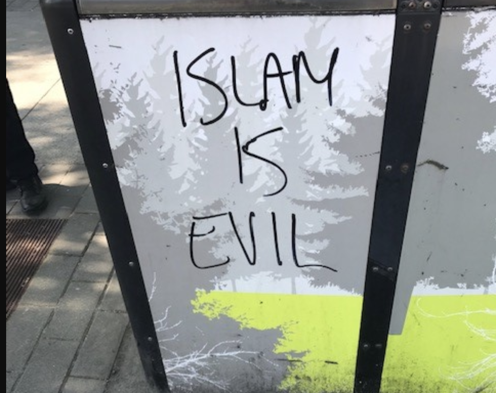 Anti-Muslim graffiti found at various location in Central Newton