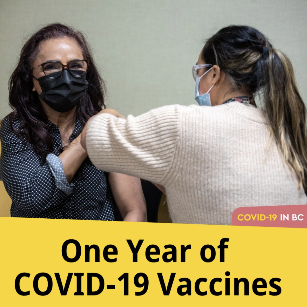 Today marks one year since the first COVID-19 vaccine arrived in B.C.