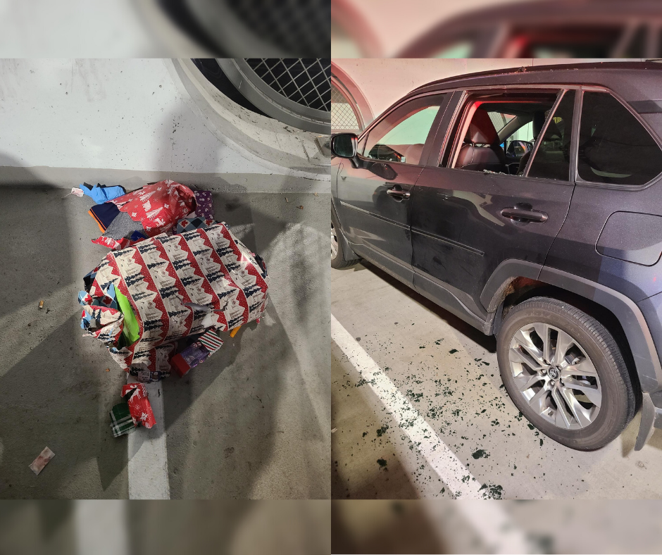Thief caught red handed stealing christmas presents in Surrey Memorial parking lot