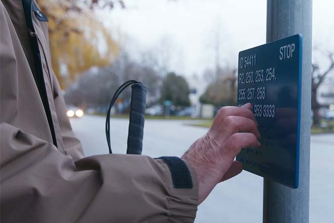 TransLink begins installing braille signage on every bus stop