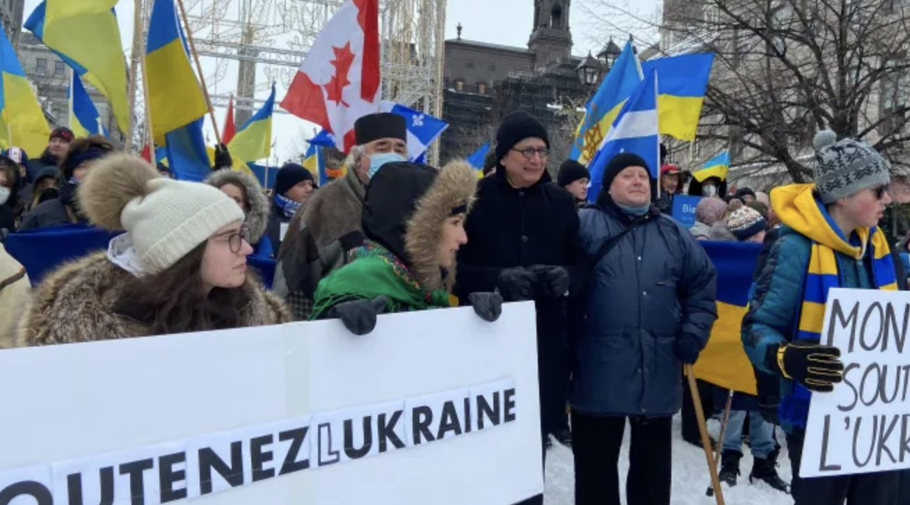 Demonstration across big cities in Canada to denounce the Russian military strike against Ukraine