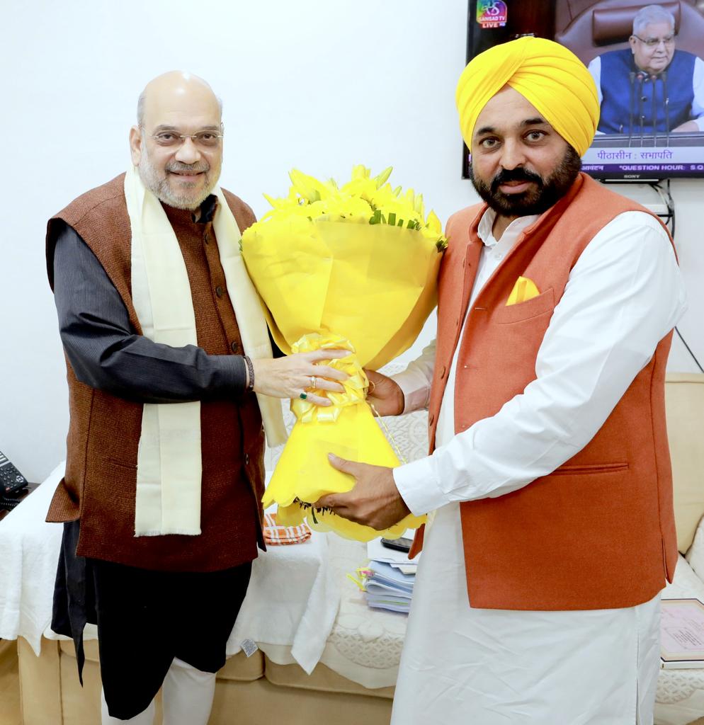 CM Mann meets Amit Shah: Discuss fence wire, drones on border and sacrilege cases