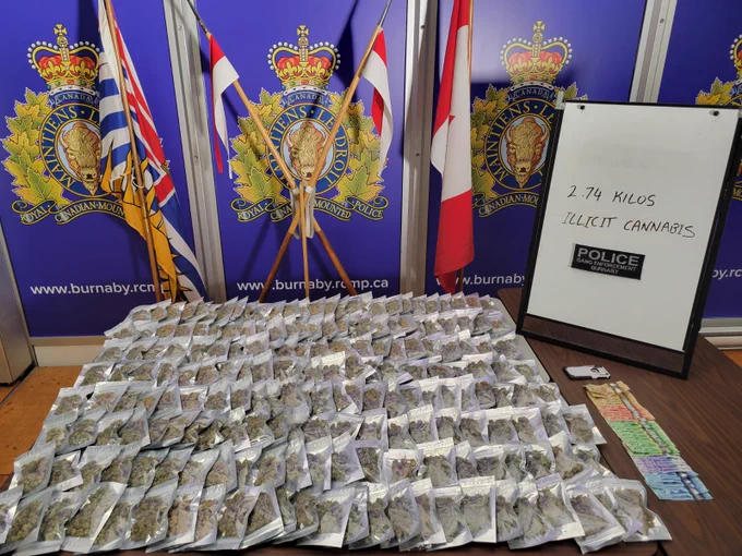 2.74 kg of illicit cannabis seized from vehicle following traffic stop, Burnaby RCMP say